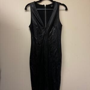 Forever 21 black pleather zip up dress size small